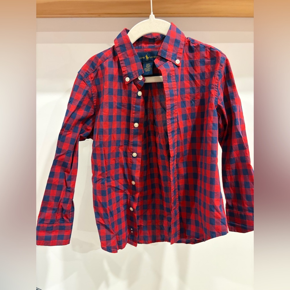 Ralph Lauren Kids Red and Blue Plaid Shirt